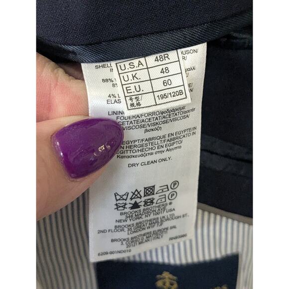 Brooks Brothers Explorer Madison Fit Navy Wool Mens 2 Button Suit Jacket 48 Reg - Picture 12 of 14